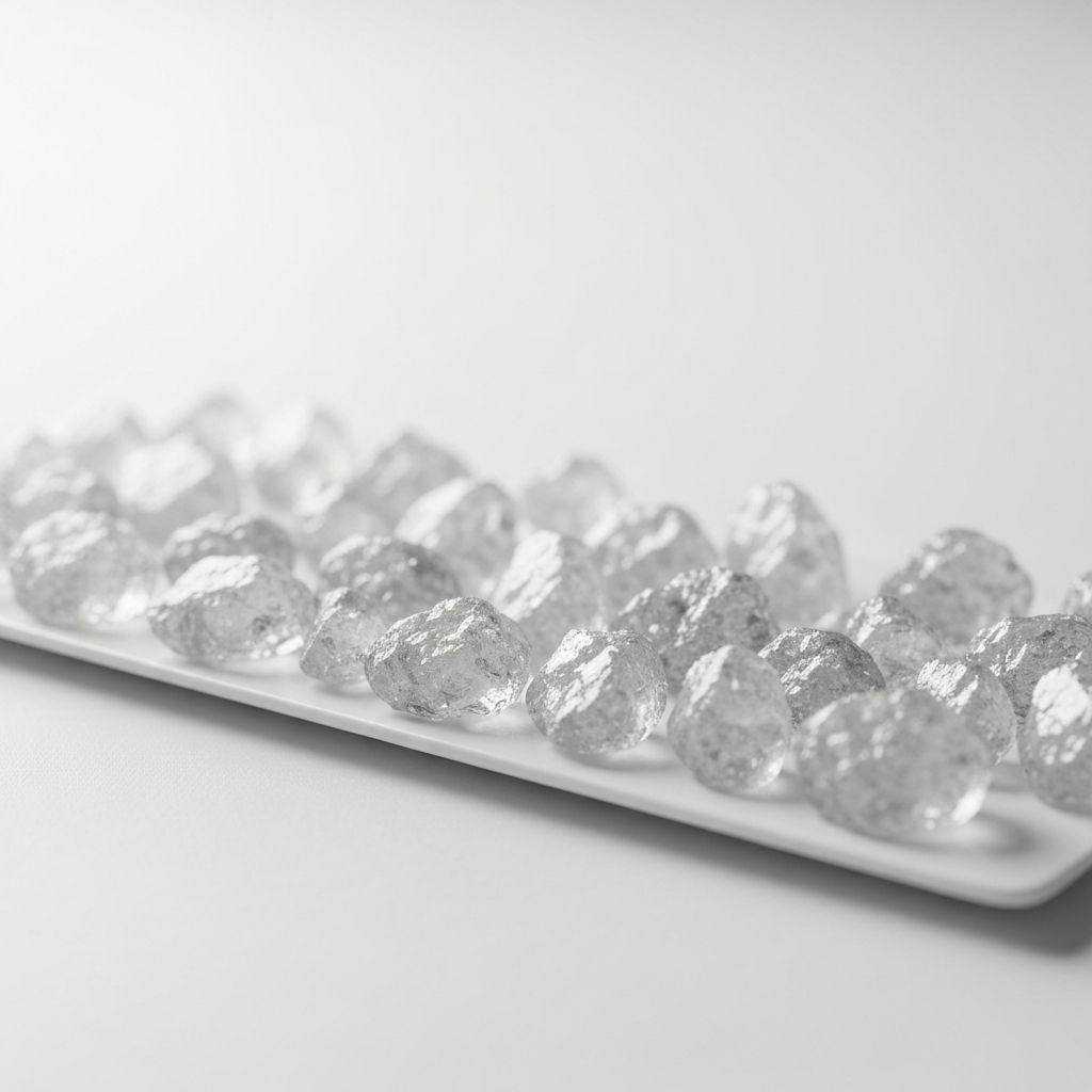 Magnesium supplement crystals on white surface